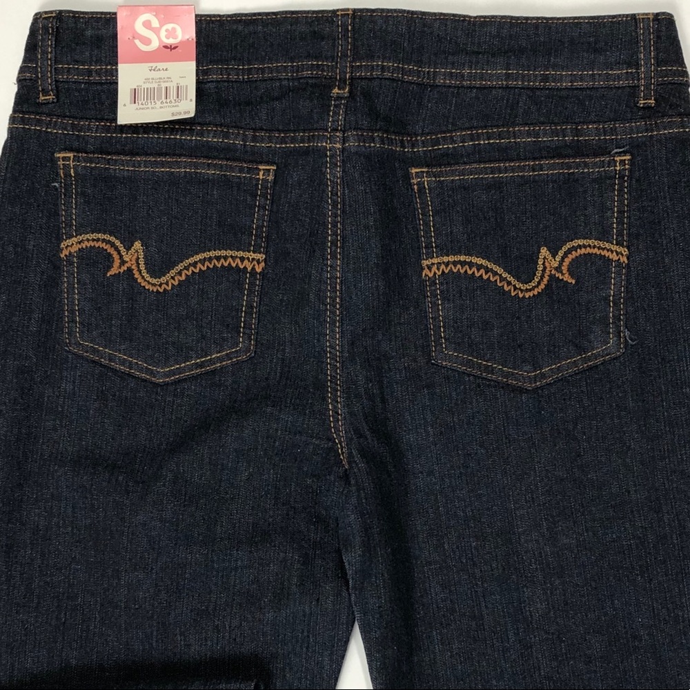 NEW Juniors SO Denim Blue Black Flare Jeans Sz 11